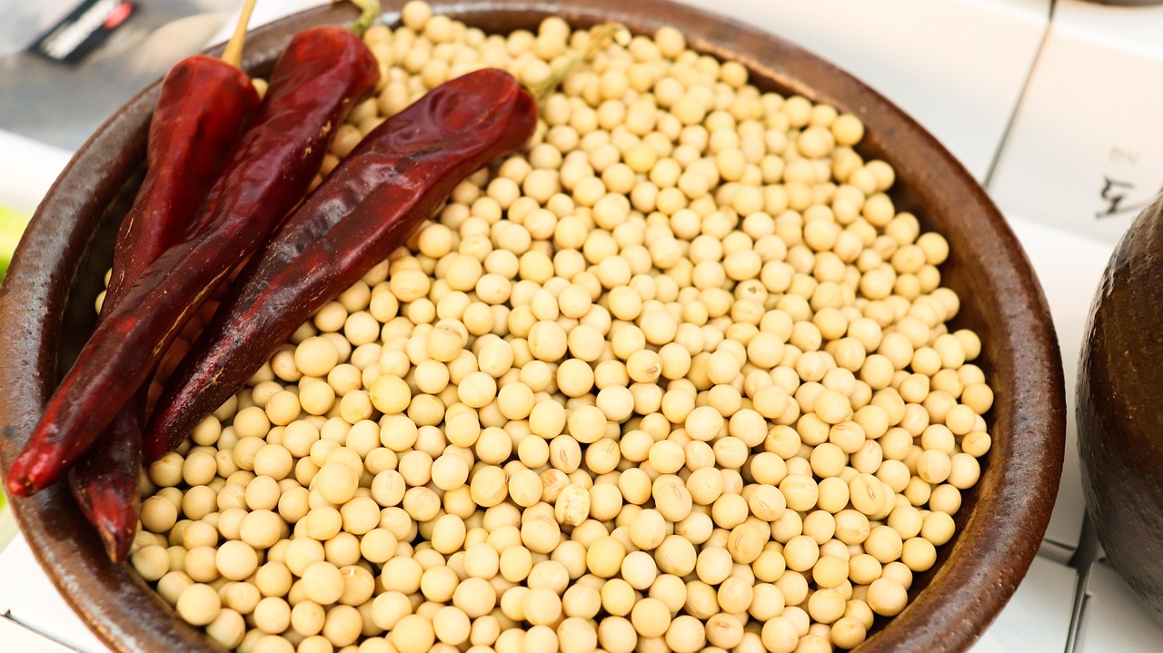 味噌の原料となる大豆が器いっぱいに盛られている様子
