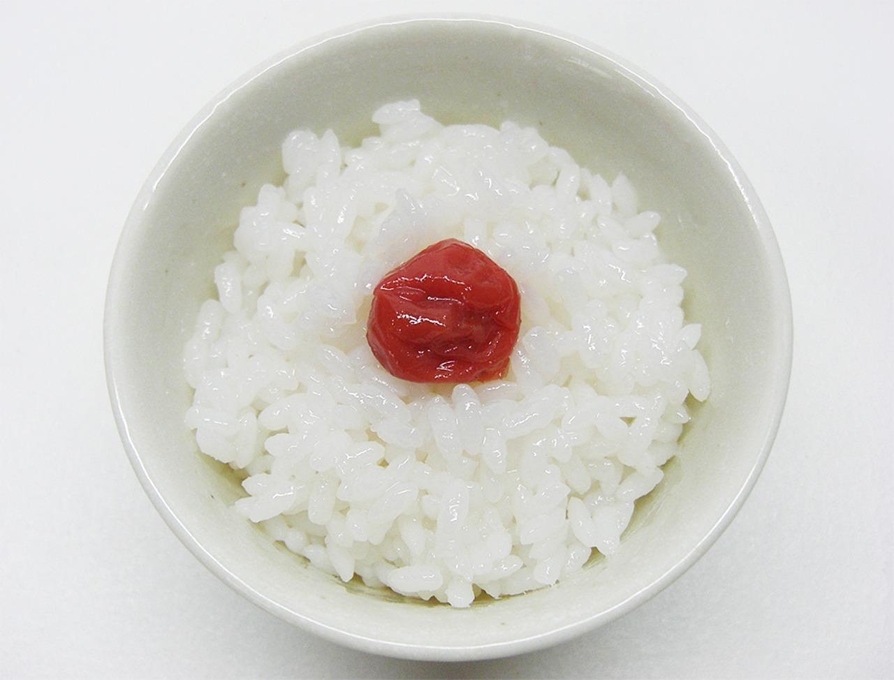白いご飯にのせた梅干し